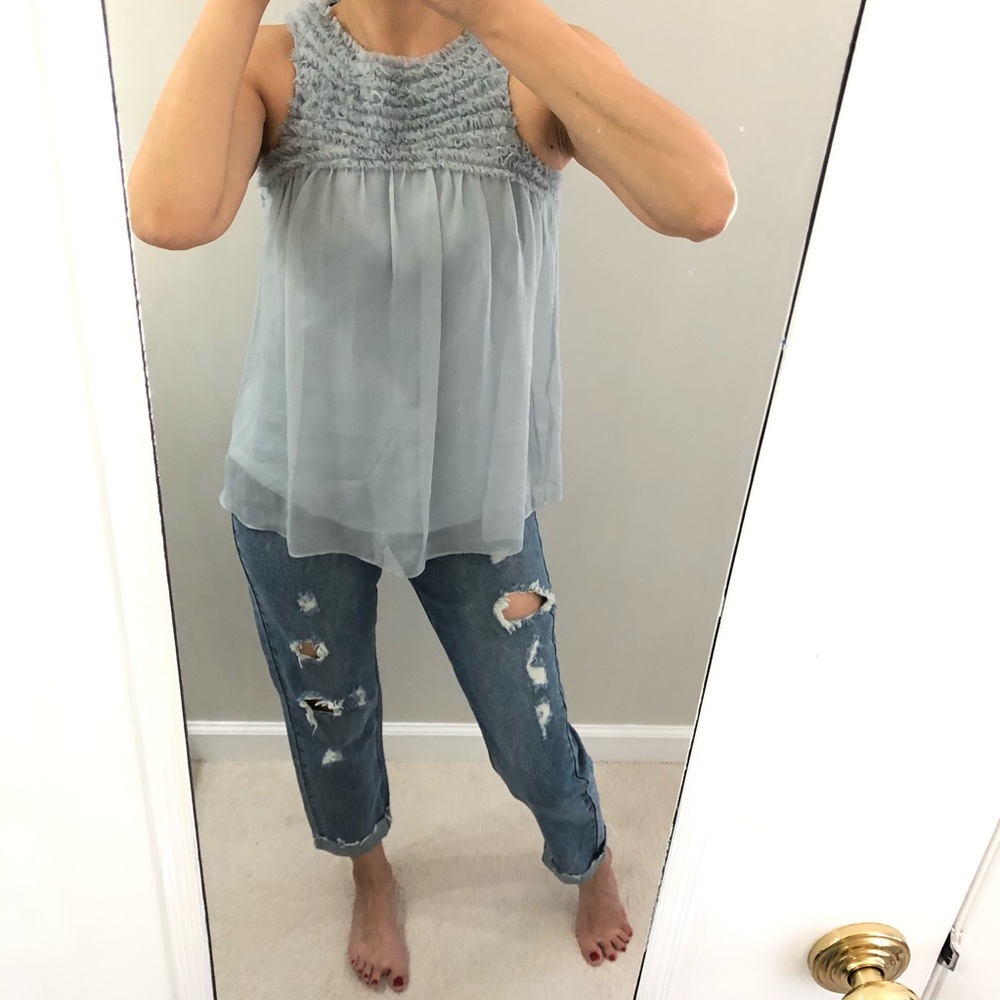 Beautiful chiffon front raffles top